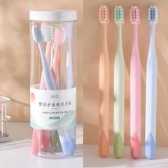 Soft-bristle adult toothbrush, 8 pieces, bucket packaging, macaron color, supermarket hot-selling new value pack toothbrush wholesale