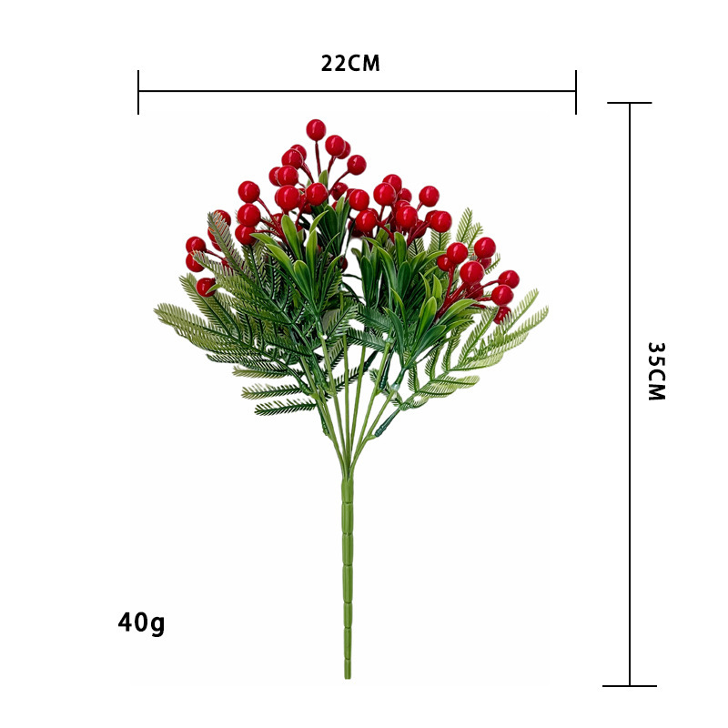 7叉ペルシャ葉9叉果7頭7叉果小紅果生け花発財果花束福桶装飾花シミュレーション花|undefined