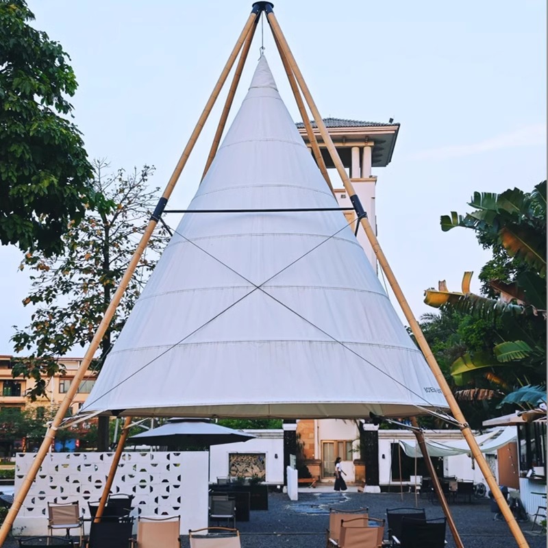 Linterna de bambú tienda de campaña jaula de bambú barra al aire libre camping viento sombreado cónico cortina