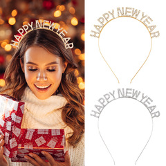 New Happy New Year Hair Accessories Headbands Cake Decorations Birthday Happy Letters Party Headbands