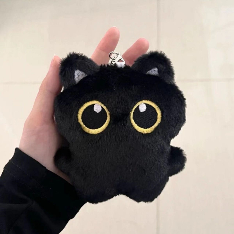可爱毛绒小黑猫公仔挂件少女心吱吱叫百搭挂饰背包钥匙扣挂坠|undefined