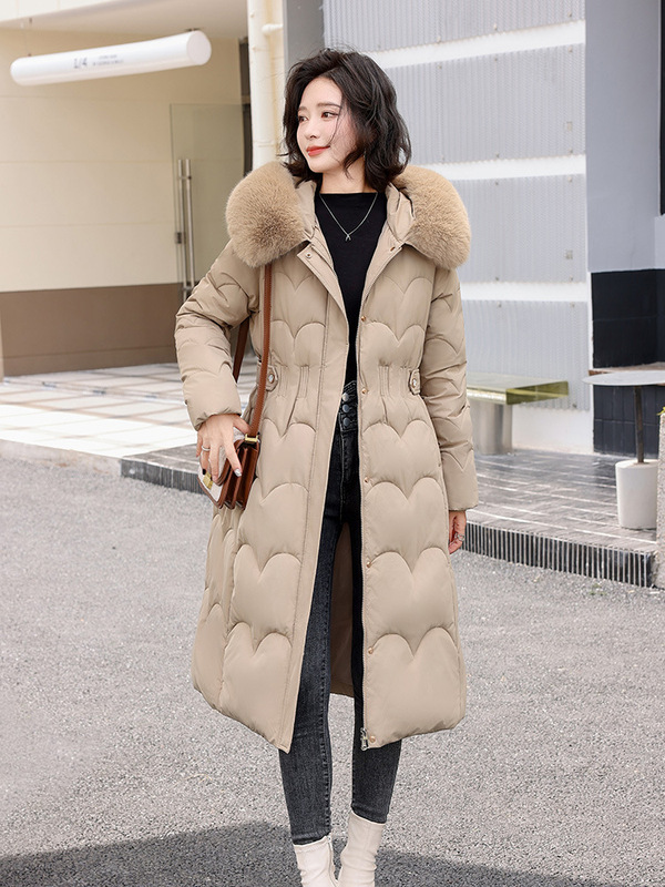 国境を越えた貿易新しい綿の服の女性のロング大きな毛皮の襟ファッション綿の服冬の韓国スタイルの緩い厚い大きいサイズのコート|undefined