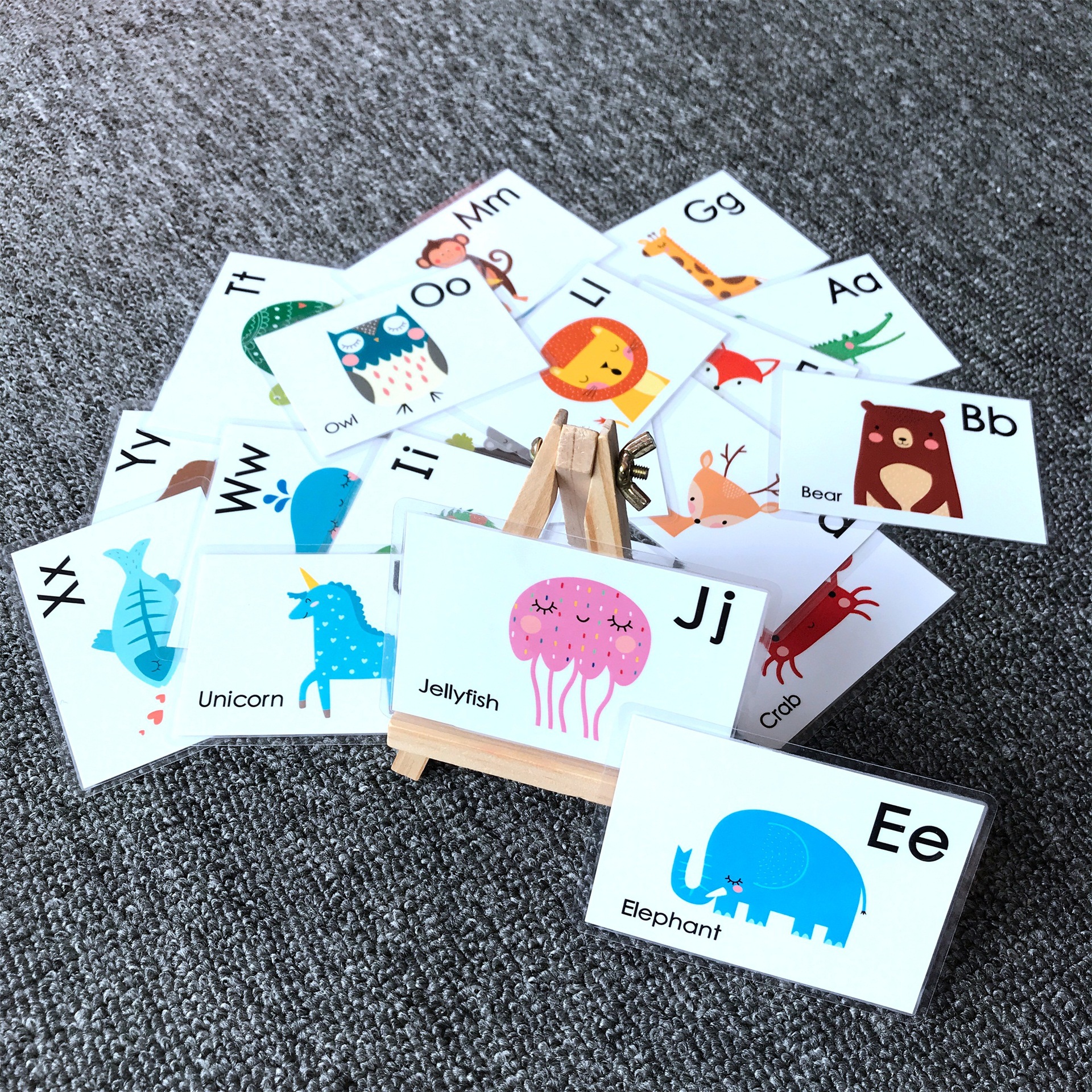 塑封防水颜色动物字母拼读英语单词学习闪卡片color flash cards-阿里巴巴