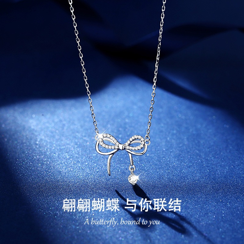 925 collar de arco de plata esterlina para las mujeres verano ins estilo ligero de lujo de alto grado sentido nicho 2023 nueva joyería de cadena de clavícula