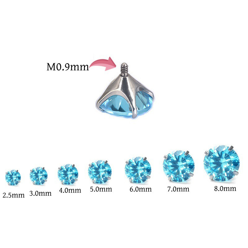 F136 Titanium Ear Studs with Four-Prong Pointed Base and 5A Zircon Replacement Head, G23 Titanium Lip Studs, Tongue Studs, Ear Bone Studs, Nose Studs detail image 8