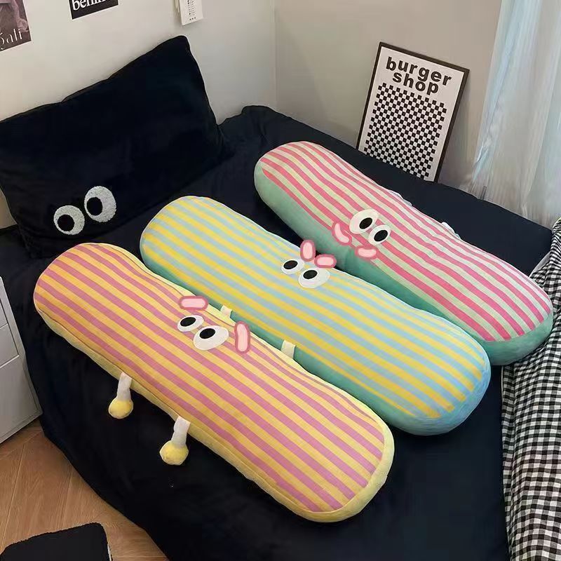 Cute Long Pillow Bedroom Girls' Dormitory Backrest Bed Head Bed Side Sleeping Cushion with Legs Cushion Pillow Removable and Washable