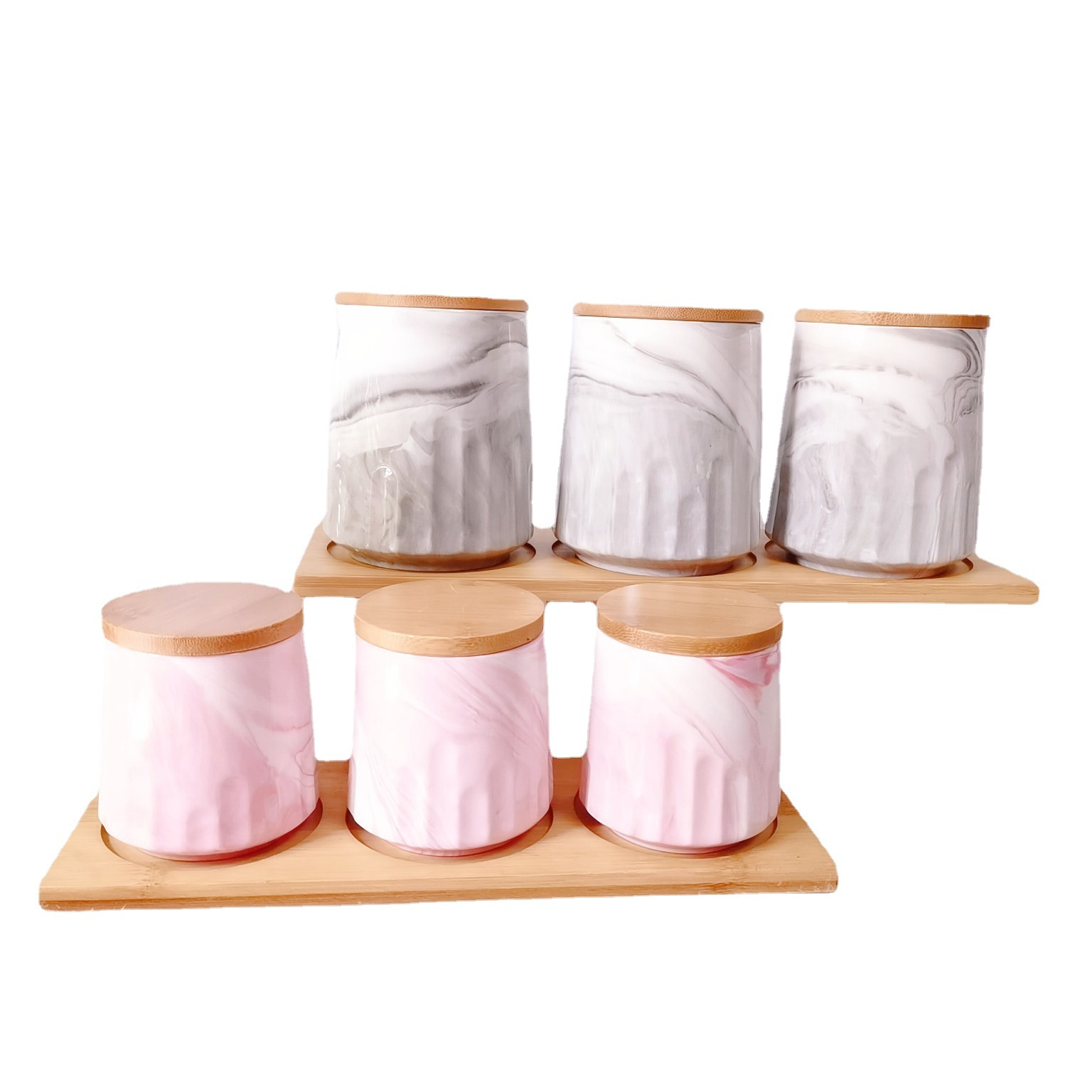 Exportación de comercio exterior Marbling cerámica sellado tarro de almacenamiento de cocina tarro de almacenamiento condimento tarro de caramelo tarro de té