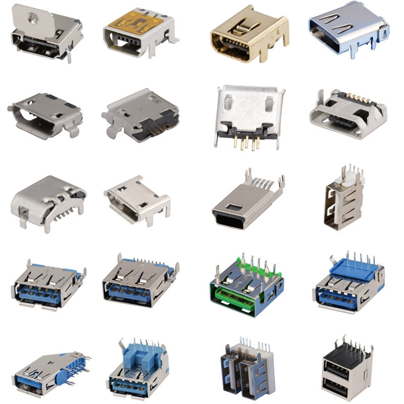 МИКРО разъем USB гнездовой базовый 5P/4P патч вертикальный 180 ° керлинг горизонтальный 90 ° прямой край вилка доска