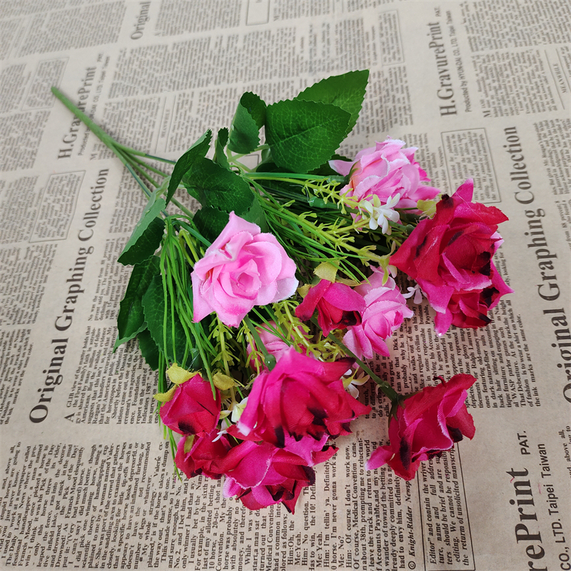 zh花玫瑰花摆设花束单支套装客厅装饰花艺塑料花绢花假花摆件|undefined