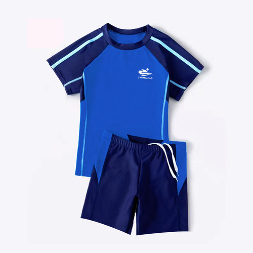 Nylon youth swimsuits for children and students, color matching, fashionable and versatile swimsuits for men, boys, fattening and enlargement wholesale