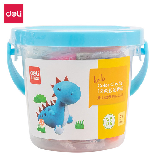 Deli 24-color student plasticine set children's toys handmade barrel-like leather mud belt model 12-color mud