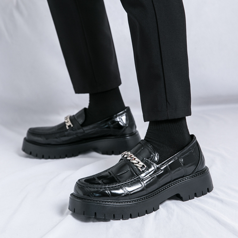 black fashionable loafers all-season platform