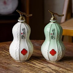 景德镇陶瓷 珐琅彩酒瓶 好事花生艺术密封酒罐酒壶酒具家用1斤装
