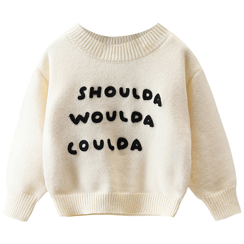 6509 suéter con letras para niños modelos de otoño e invierno 2025 nuevo suéter de fondo casual de finales de otoño para niños tops de otoño