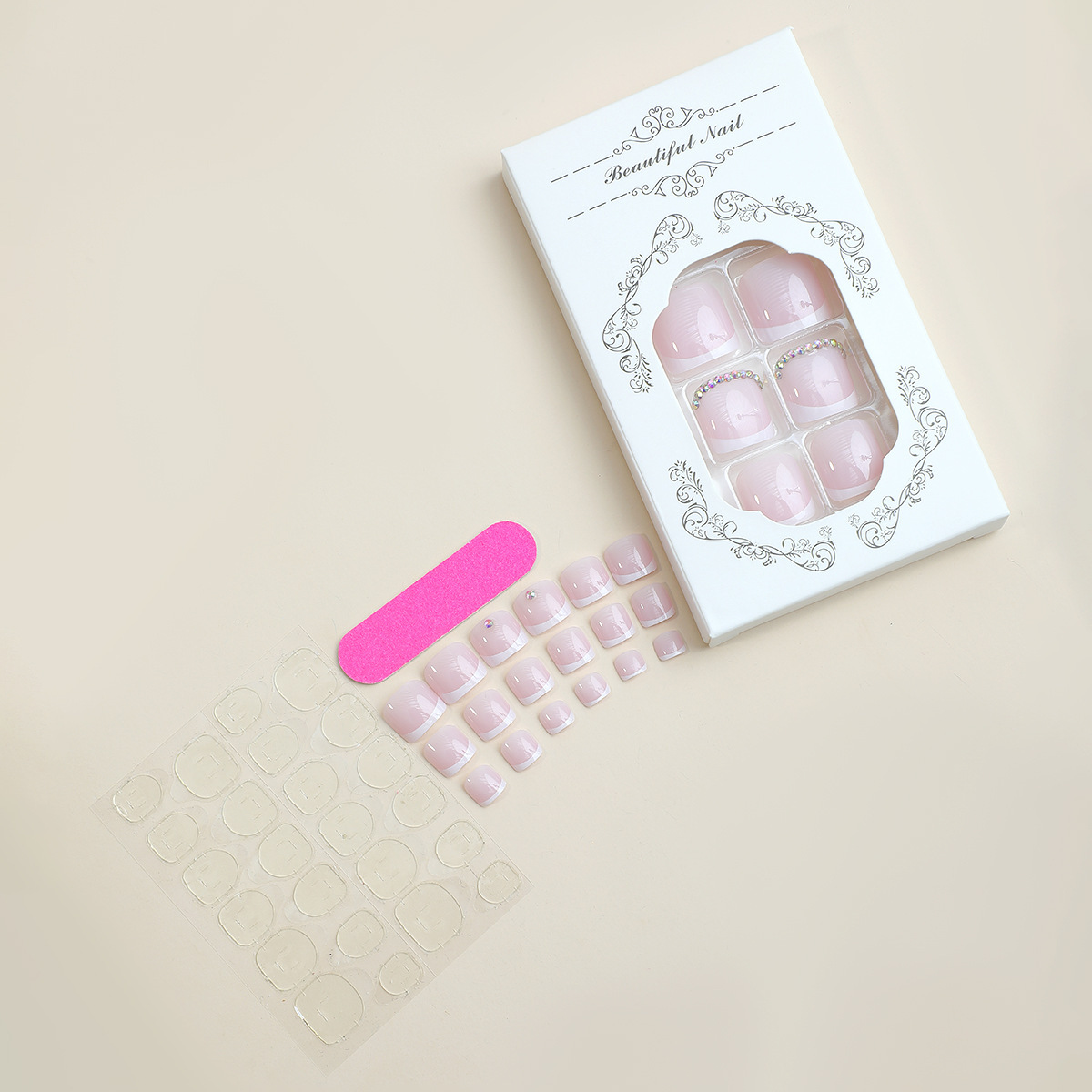 Plastic Material French Style Simple Style Color Block Plastic Nail Patches 1 Set