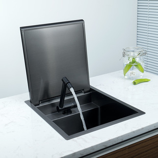 Practical new [mute damping slow down cover] hidden faucet bar sink 304 stainless steel Black Diamond