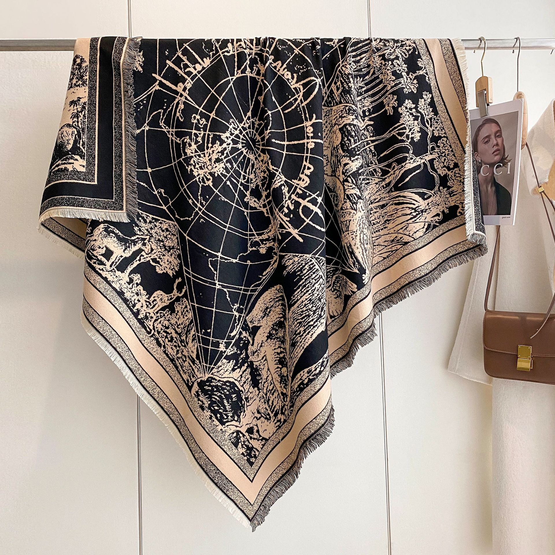 2024 moda bufandas de otoño y invierno bufandas de doble cara imitación de cachemira gruesa abrigo de viaje exterior de decoración chal