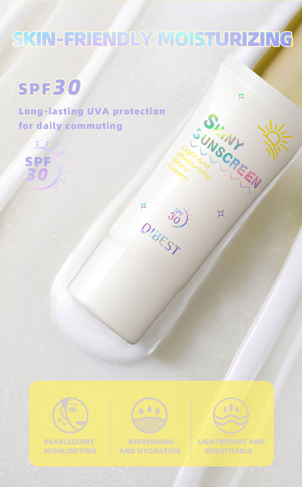 QIBEST Cross-border Isolation Pearlescent Brightening Primer Moisturizing, Natural, Refreshing, Oil-Control and Non-Greasy Hydrating Isolation Lotion undefined