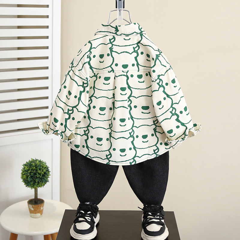 5834 camisa para niños otoño delgado 2025 nuevo niño otoño chaqueta coreana bebé primavera y otoño camisa marea