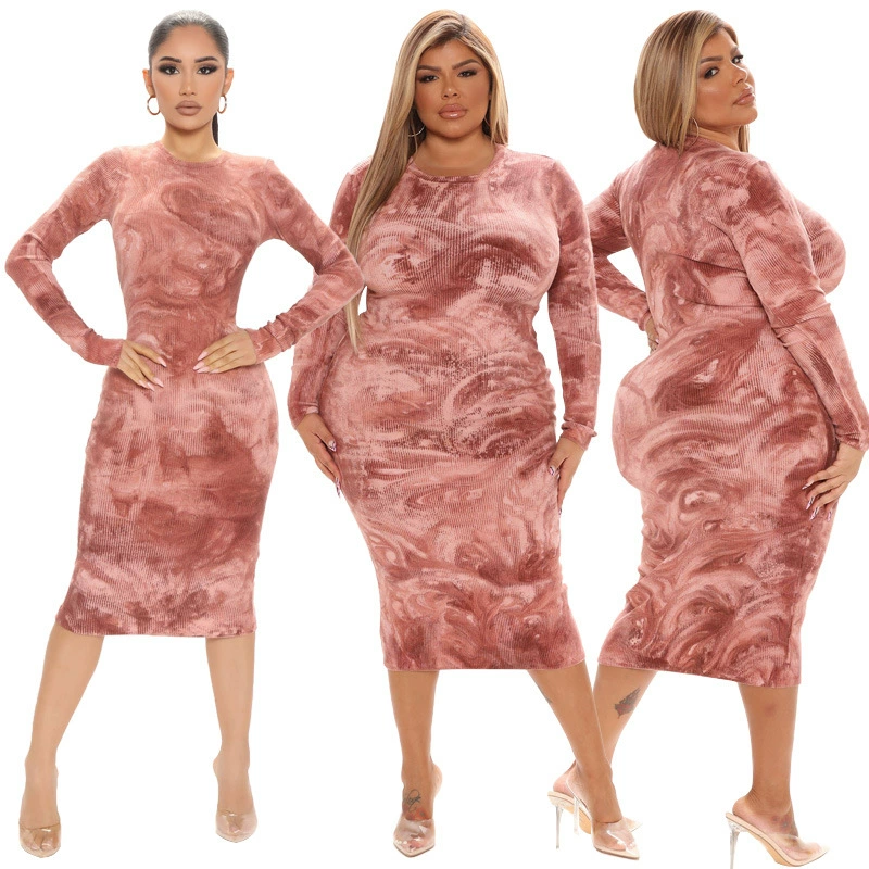 OY279 Amazon Новая Европейская и американская Женская одежда, весеннее платье с круглым вырезом, модное сексуальное платье для похудения больших размеров