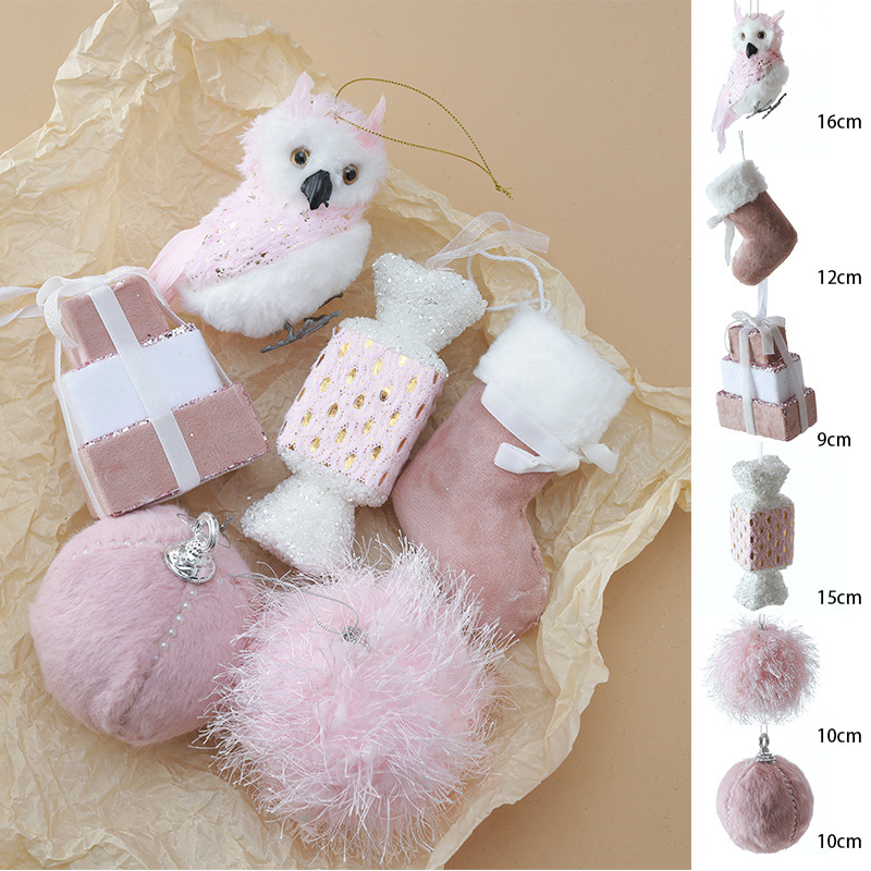 Nuevos productos transfronterizos en bolas de Navidad rosa, árboles de Navidad, colgantes, muñecos de nieve, decoraciones de Navidad