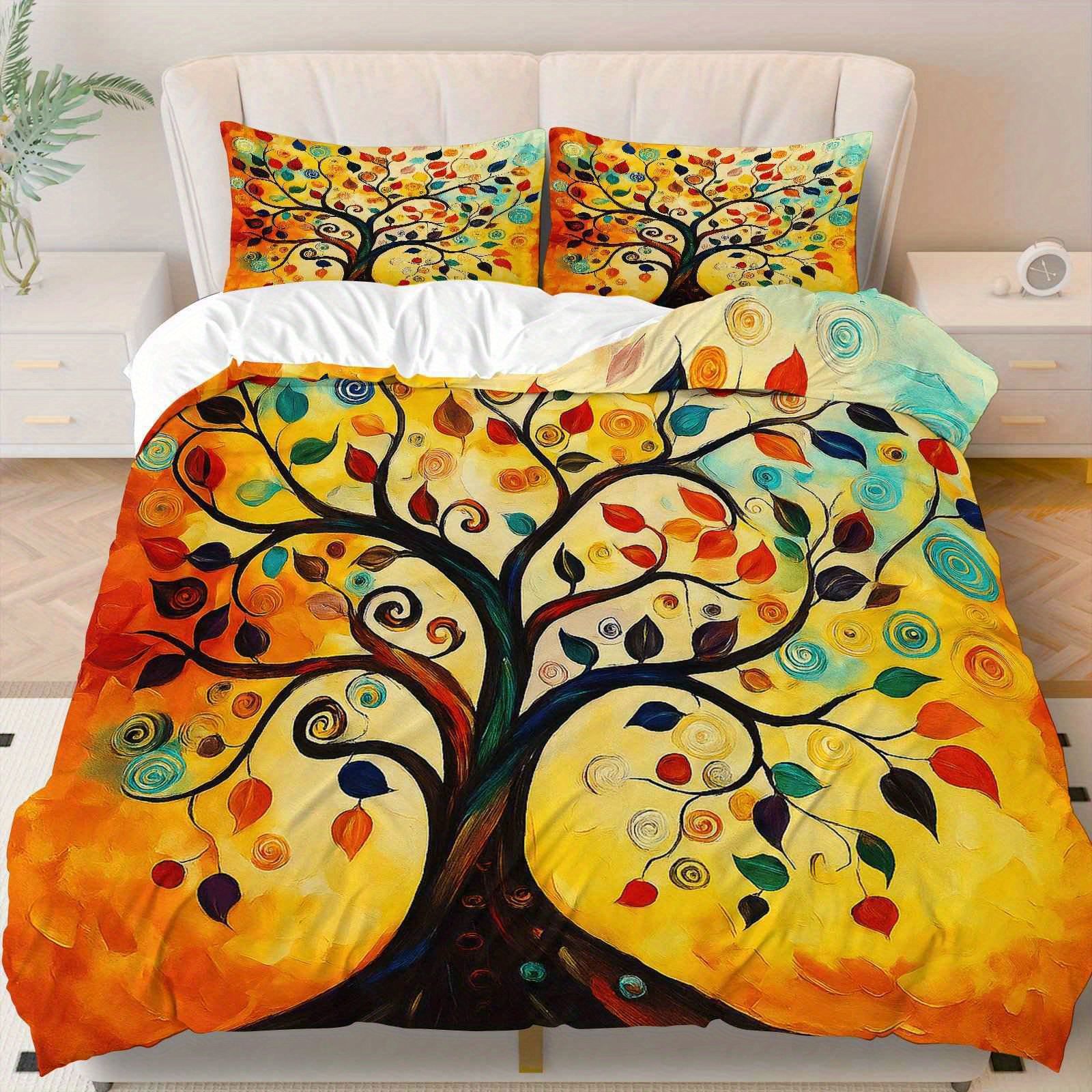 TEMU / JIT transfronterizo para brillante árbol de vida polido impresión digital kit de edredón textil para el hogar