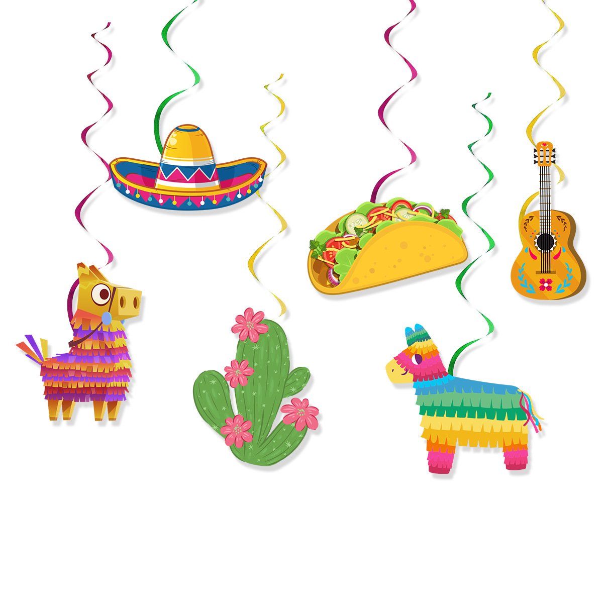 44g Weight Hanging flag Home Textiles & Decor Type Decorative Props Event & Party Supplies 1 Set Quantity Party, Festival Occasion Birthday Festival Cactus, Guitar, Letter Pattern IG Style Style Birthday IG Style Cactus Guitar Letter Paper Party Festival Decorative Props 8