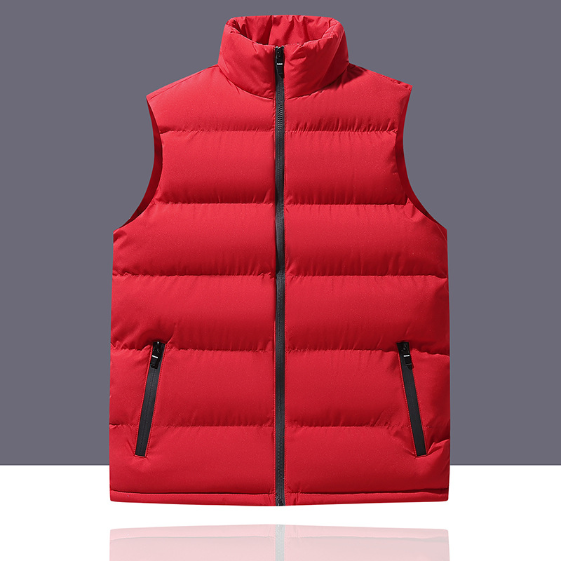Invierno chaleco de algodón de pluma para hombres otoño y invierno ocio grueso chaleco caliente de cuello grande y chaqueta sin mangas de vello