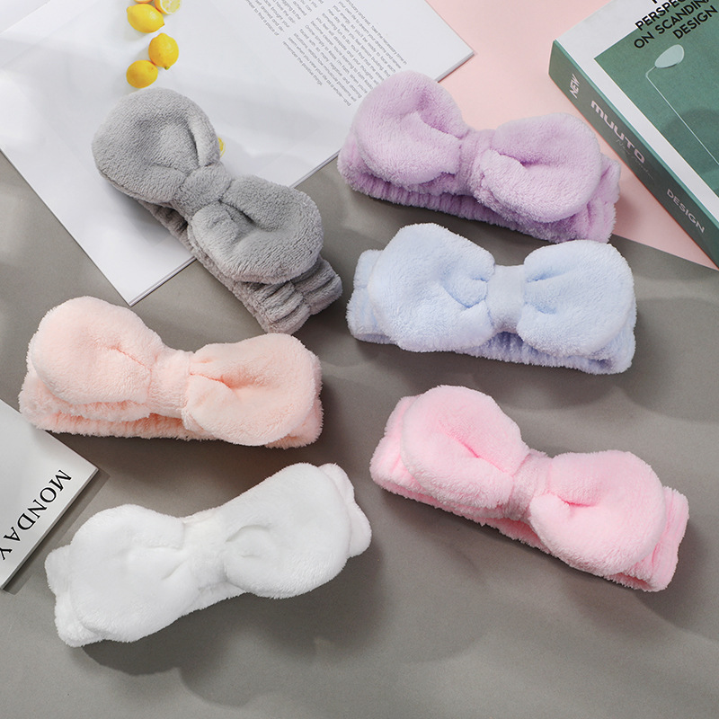 Banda de cabello arco tocado coreano hermoso jardín de lazo simple rojo en línea máscara facial lavar la cara prensada banda de cabello