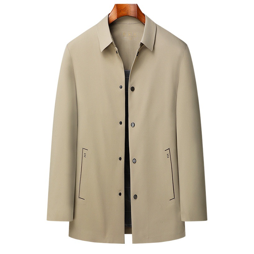 Laishibert primavera y otoño nuevos hombres trench coat de media longitud no-planchado trench coat moda guapo hombres solapa abrigo juvenil
