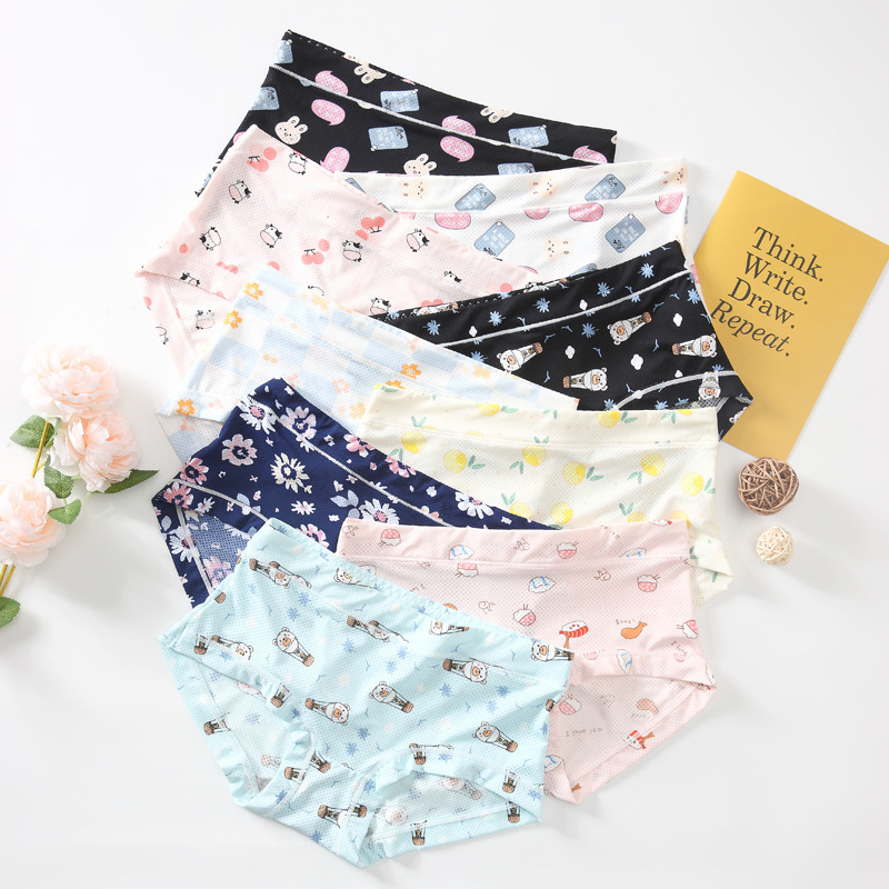 High Elastic Comfortable Seamless Printed Women's Underwear Breathable Mid-Waist Printed Women's Underwear