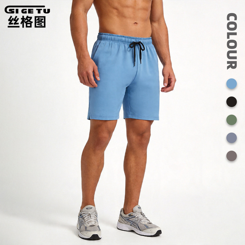 Amazon Cross-Border Sports Basketball Shorts for Men, Summer Drawstring Pocket Gym Shorts, Outdoor Training Running Shorts
