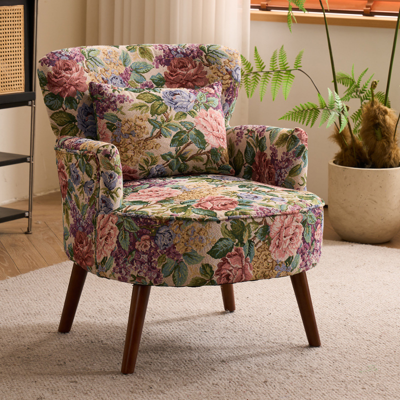 Balcón sala de estar sofá de tela estilo chino estilo americano sofá casual silla de cabecera retró casual silla de sofá