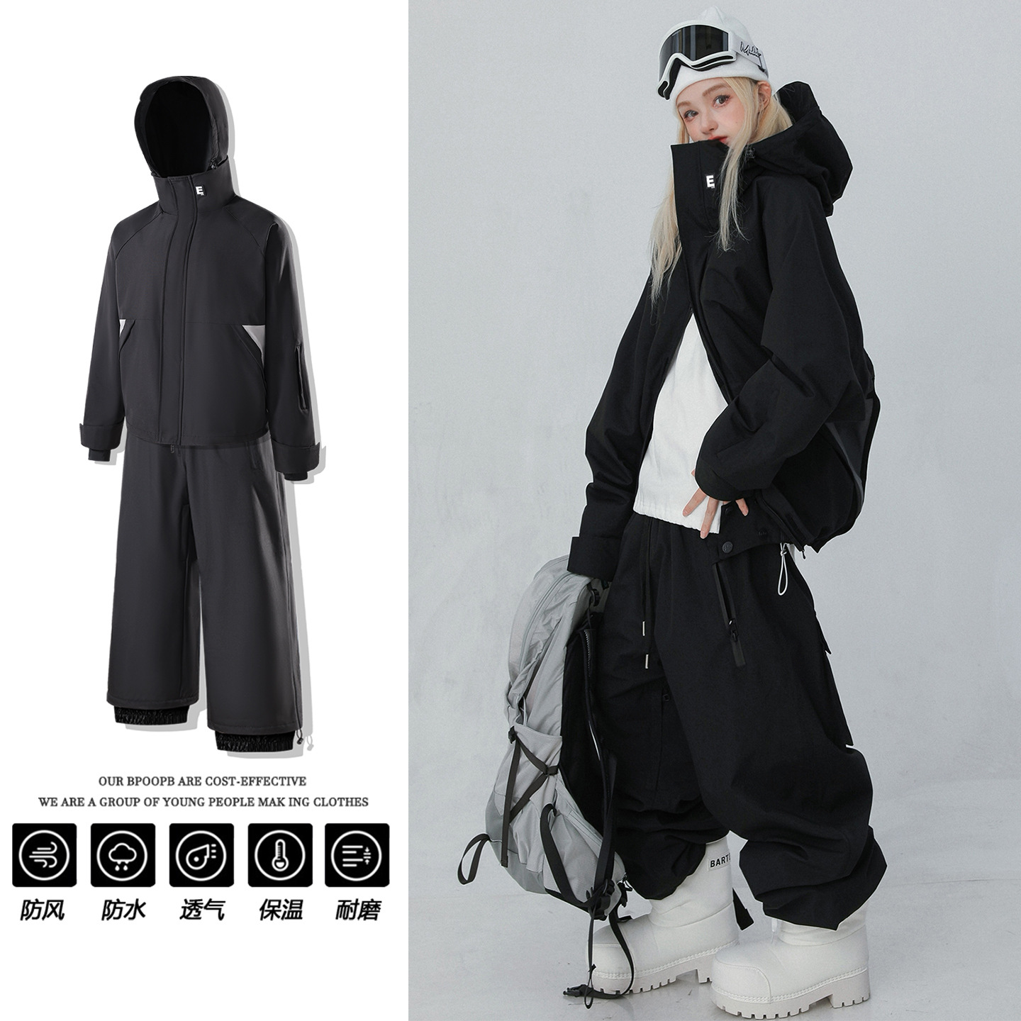 Purple Ski Pants for Women, Windproof, Waterproof, Breathable, Wear-Resistant, Winter Snowboarding and Skiing Warm Snow Pants