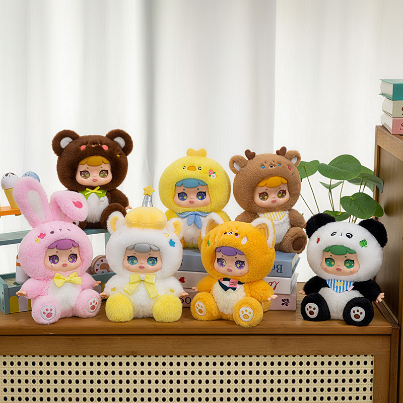 正版新品兽仔派对盲盒可爱搪胶毛绒玩偶桌伴潮玩手办公仔摆件批发