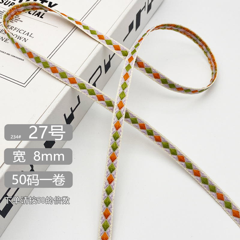 Chuanzhou ropa accesorios de encaje de poliéster jacquard banda 8MM flores decoración universal borde de zapatos accesorios gorra