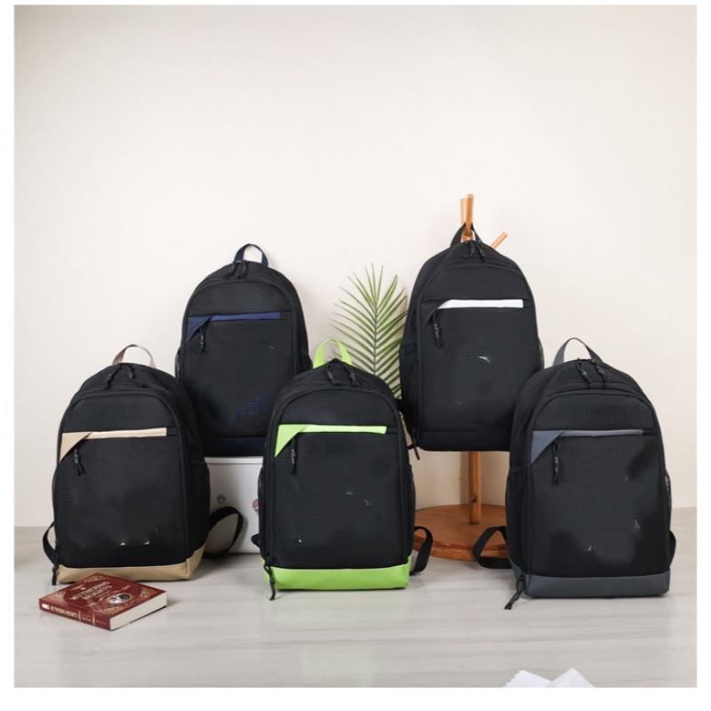 Trendy Brand Color-Blocking Sports Backpack for Men, Stylish School Bag for Middle and College Students, Nylon Large-Capacity Outdoor Travel Backpack