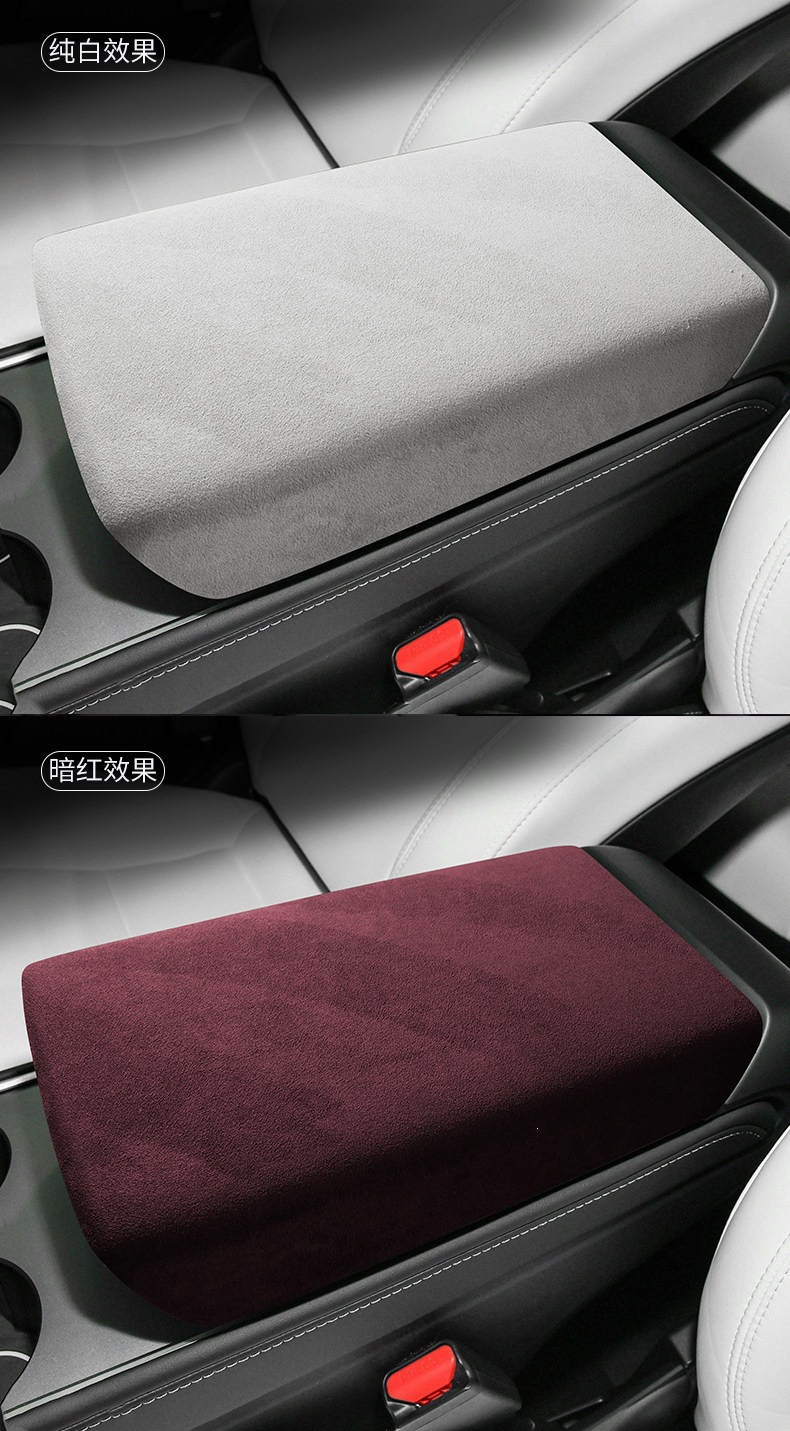 2024 New Tesla Model 3/Y Upgrade Version Armrest Box Cover Pad Suede Leather Full Interior Modification Dashboard