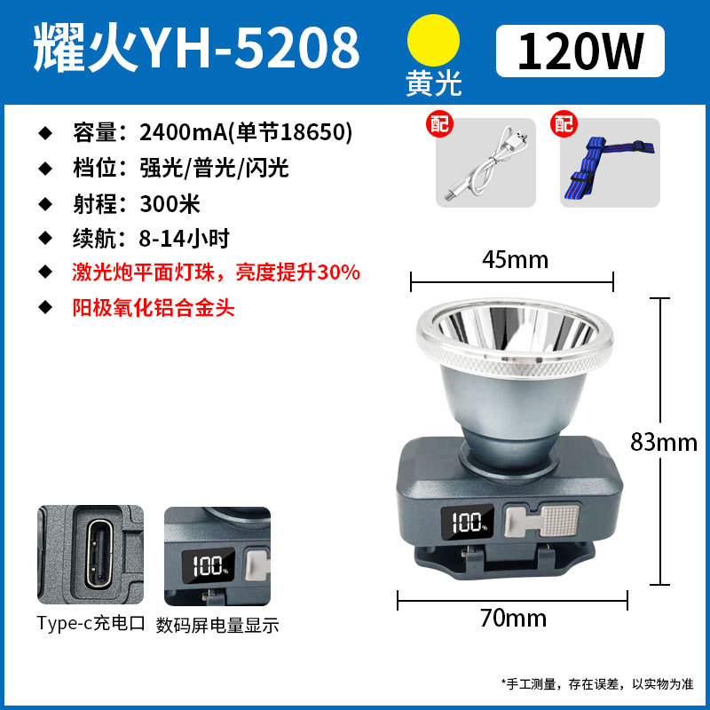 Yellow light 5208/120w/all aluminum head/laser cannon/power screen