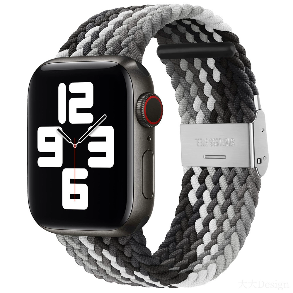 Совместимо с Apple Watch 5-6-7-8-9-10 поколения Snap-on нейлоновый плетёный ремешок iWatch S10 регулируемый браслет