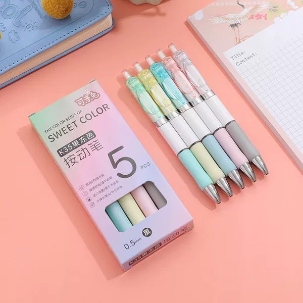 High-Appearance Value K35 Jelly-Colored Student Exam Pen with Soft Grip, Exquisite Protective Case, Bullet Tip, Black Quick-Dry Retractable Pen
