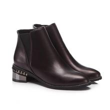 冬季加绒女靴一件代发 尖头侧拉链短靴女 时尚休闲鞋跨境大码外贸