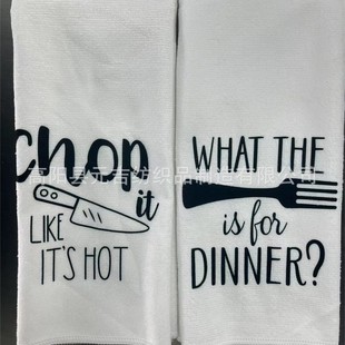 Amazon Explosions Spot Kitchen Towel Knife and Fork Printed Microfiber Dishwashing Towel