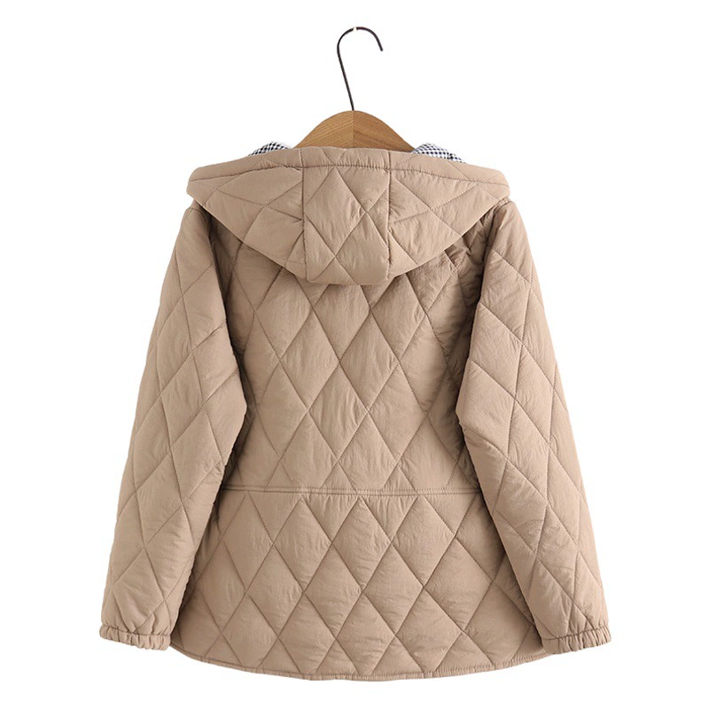 Женская одежда с капюшоном больших размеров с хлопковой подкладкой 2022 зимнее свободное легкое пальто с хлопковой подкладкой Плед с хлопковой подкладкой для полных девочек 2269