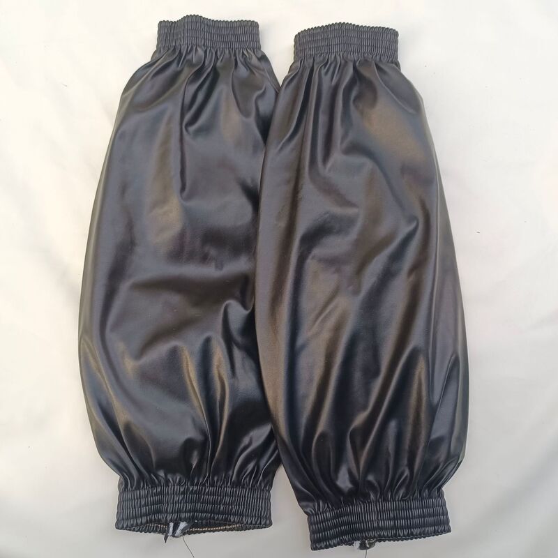 Soft Leather Waterproof and Oil-Proof Two-Ended Four-Pin Cuffs for Adult Men's Work Extended Sleeves for Work and Stain-Resistant Black Sleeves