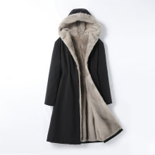 新款皮毛一体女款整貂内胆可拆卸派克服长款皮草外套抽绳修身大衣