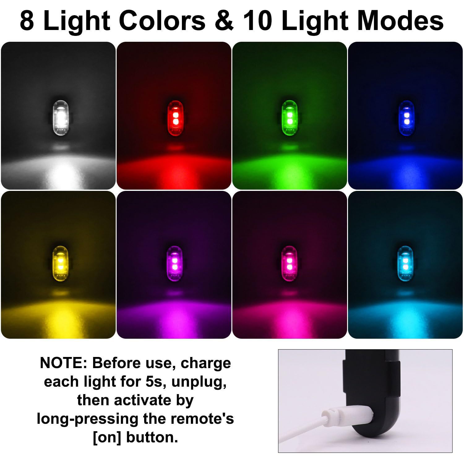 Cross-Border Wireless Remote Control Aircraft Lights, Universal Eight-Color Flashing Warning Lights for Automobiles and Motorcycles, Drone Pilot Lights