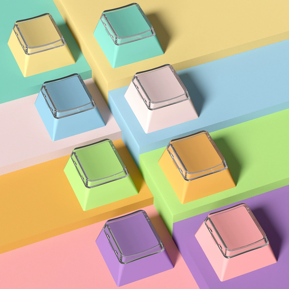 Прозрачная крышка PBT+PC, оригинальная высота, двойной слой, серия цветов Macaron R4, 1X клавиша для самостоятельной сборки (DIY).