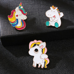 Cartoon anime cute rainbow pony unicorn bird deer animal brooch, alloy clothing bag flower