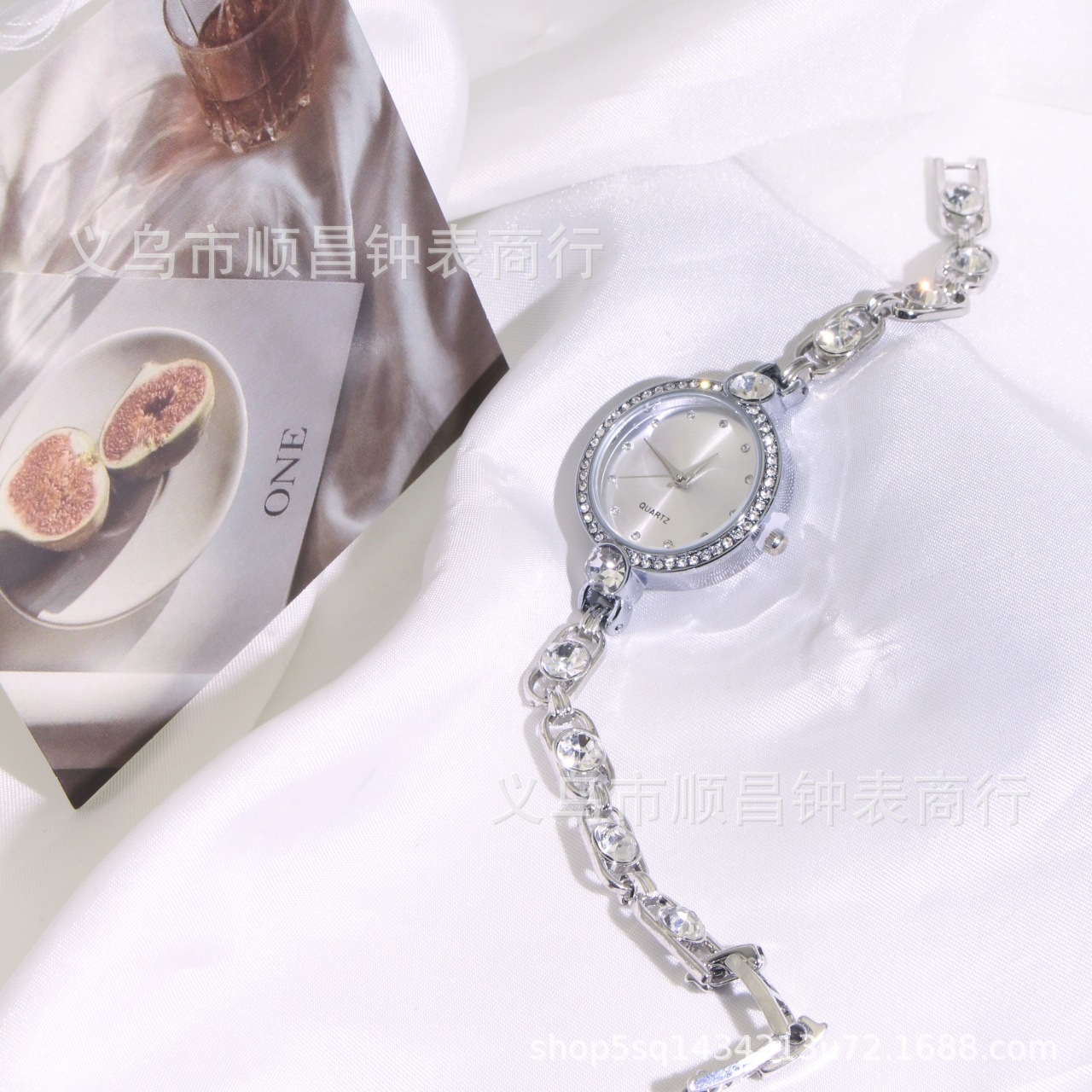 New Style Diamond-encrusted Color Diamond Simple Fashion Adjustable Bracelet Women's Quartz Watch High Color Value